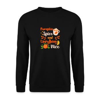 Kürbisgewürz und alles Schöne Niedliche Herbst - Unisex Pullover - Schwarz - Vorne - Alina (178cm) & Michal (187cm)