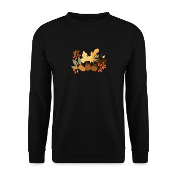 Herbstblätter Eicheln Herbst Eichhörnchen Ernte - Unisex Pullover - Schwarz - Vorne - Alina (178cm) & Michal (187cm)