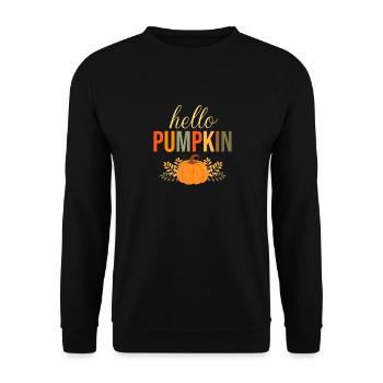 Hallo Kürbisgewürz Niedlicher Herbst Herbst - Unisex Pullover - Schwarz - Vorne - Alina (178cm) & Michal (187cm)