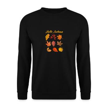 Hallo Herbst Blätter Saison Thanksgiving Herbst - Unisex Pullover - Schwarz - Vorne - Alina (178cm) & Michal (187cm)