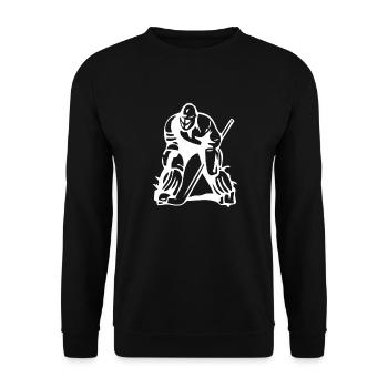 Eishockey spielen Eishockeyspieler Geschenkidee - Unisex Pullover - Schwarz - Vorne - Alina (178cm) & Michal (187cm)