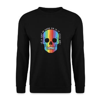 Mois de la fierté gay LGBTQ Trans est-il gay ici - Sweat-shirt Unisexe - noir - Devant - Alina (178cm) & Michal (187cm)