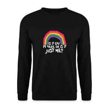 LGBTQ Proud Ally Trans Gay Pride Is It Gay Here - Unisex Sweatshirt - black - Front - Alina (178cm) & Michal (187cm)