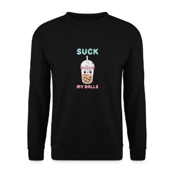 Bubble Tea Lustiger Kawaii Bubble Milk Boba Tee - Unisex Pullover - Schwarz - Vorne - Alina (178cm) & Michal (187cm)
