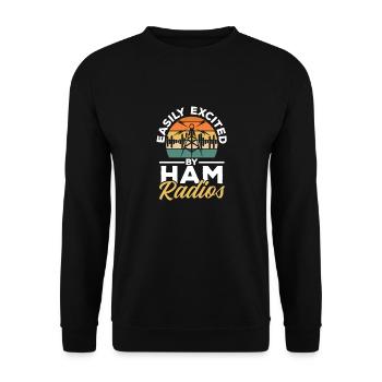 Easily Excited By Ham Radios Retro Sunset Vintage - Unisex Pullover - Schwarz - Vorne - Alina (178cm) & Michal (187cm)