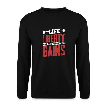 Life, Liberty And The Pursuit Of Gains Weight Lift - Unisex Sweatshirt - black - Front - Alina (178cm) & Michal (187cm)