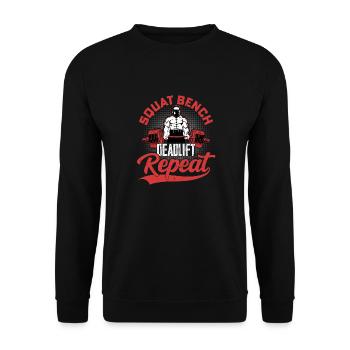 Squat, Bench, Deadlift, Repeat Weight Lifting Trai - Unisex Sweatshirt - black - Front - Alina (178cm) & Michal (187cm)