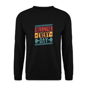 Stronger Every Day Workout Weight Lifting - Unisex Pullover - Schwarz - Vorne - Alina (178cm) & Michal (187cm)