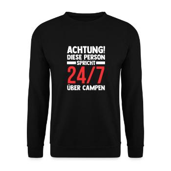 Wohnmobil Wohnwagen Camping Camper - Unisex Pullover - Schwarz - Vorne - Alina (178cm) & Michal (187cm)