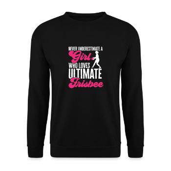 Ultimate Frisbee Wurfscheibe - Unisex Pullover - Schwarz - Vorne - Alina (178cm) & Michal (187cm)