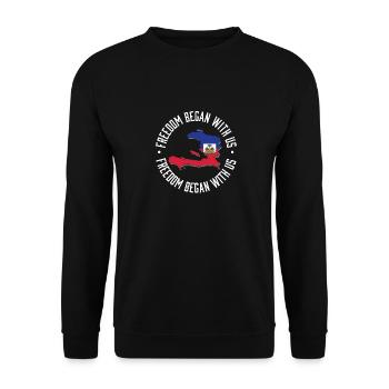 La liberté a commencé avec nous Mois du patrimoine haïtien - Sweat-shirt Unisexe - noir - Devant - Alina (178cm) & Michal (187cm)