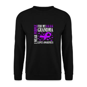 Ich Trage Lila Für Meine Oma Lupus Awareness - Unisex Pullover - Schwarz - Vorne - Alina (178cm) & Michal (187cm)