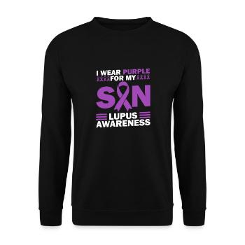 Je porte du violet pour mon fils Lupus Awareness - Sweat-shirt Unisexe - noir - Devant - Alina (178cm) & Michal (187cm)