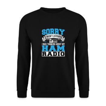 Thinking About My Ham Radio Network Radio Operator - Unisex Sweatshirt - black - Front - Alina (178cm) & Michal (187cm)