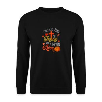 This girl walks on Jesus and pumpkin spice - Unisex Sweatshirt - black - Front - Alina (178cm) & Michal (187cm)