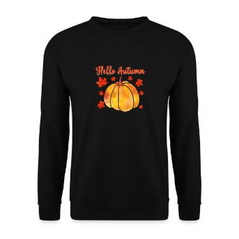 Bonjour Feuilles d’automne Fleurs de citrouille florales d’automne - Sweat-shirt Unisexe - noir - Devant - Alina (178cm) & Michal (187cm)