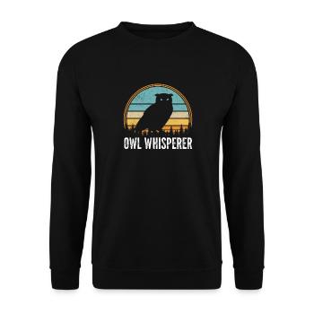 Owl Whisperer Retro Birds Of Prey Enthusiast Noctu - Unisex Pullover - Schwarz - Vorne - Alina (178cm) & Michal (187cm)