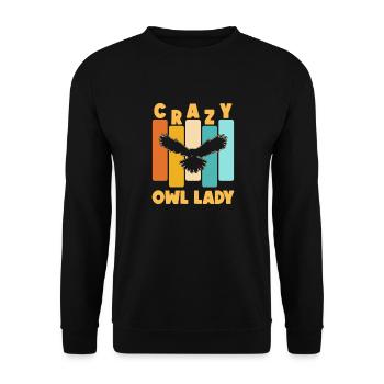 Owl Lady Retro Ornithologist Enthusiast Bird Lover - Unisex Pullover - Schwarz - Vorne - Alina (178cm) & Michal (187cm)