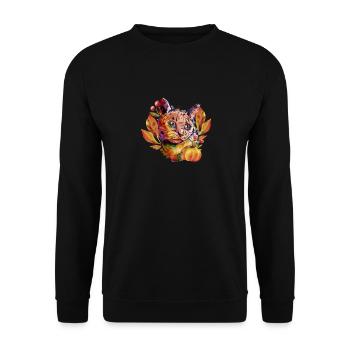 Cat Leaf Autumn Hello Autumn Leaves Funny - Unisex Sweatshirt - black - Front - Alina (178cm) & Michal (187cm)