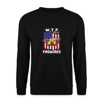 4 juillet WTF Où est le directeur des feux d’artifice - Sweat-shirt Unisexe - noir - Devant - Alina (178cm) & Michal (187cm)