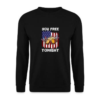 4th Of July Party You Free Tonight Bird USA Flag - Unisex Pullover - Schwarz - Vorne - Alina (178cm) & Michal (187cm)