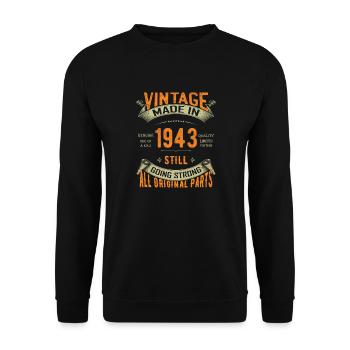 Millésime 1943 Classique Anniversaire 80 ans de force - Sweat-shirt Unisexe - noir - Devant - Alina (178cm) & Michal (187cm)