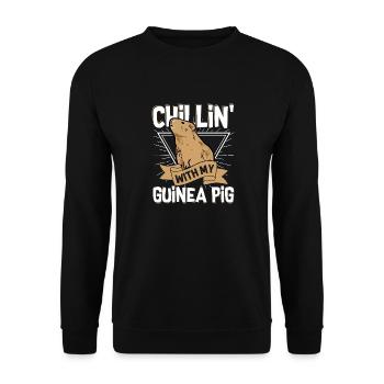 Chillin' With My Guinea Pig Cavy Lover Rodent - Unisex Sweatshirt - black - Front - Alina (178cm) & Michal (187cm)