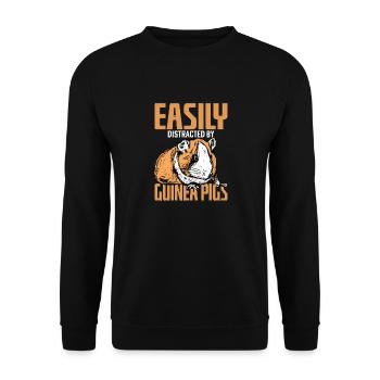 Easily Distracted By Guinea Pigs Rodent Cavy Lover - Unisex Sweatshirt - black - Front - Alina (178cm) & Michal (187cm)