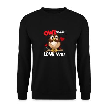Owl Always Love You Lovebirds Ornithologist Bird L - Unisex Pullover - Schwarz - Vorne - Alina (178cm) & Michal (187cm)