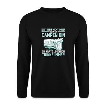 Wohnmobil Wohnwagen Camping Camper - Unisex Pullover - Schwarz - Vorne - Alina (178cm) & Michal (187cm)