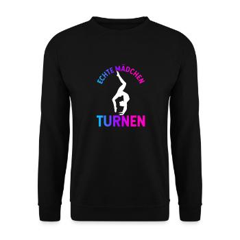 Turnen Turntrainer Gymnsatik Sportverein Bodenturn - Unisex Pullover - Schwarz - Vorne - Alina (178cm) & Michal (187cm)