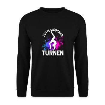 Turnen Gymnsatik Turntrainer Sportverein Geschenk - Unisex Pullover - Schwarz - Vorne - Alina (178cm) & Michal (187cm)