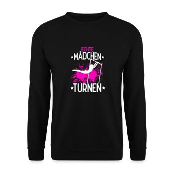 Turnen Gymnsatik Turntrainer Sportverein Geschenk - Unisex Pullover - Schwarz - Vorne - Alina (178cm) & Michal (187cm)