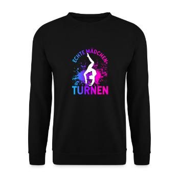 Turnen Gymnsatik Turntrainer Sportverein Geschenk - Unisex Pullover - Schwarz - Vorne - Alina (178cm) & Michal (187cm)