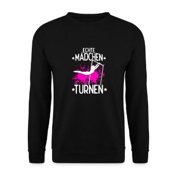 Turnen Turntrainer Gymnsatik Sportverein Bodenturn - Unisex Pullover - Schwarz - Vorne - Alina (178cm) & Michal (187cm)