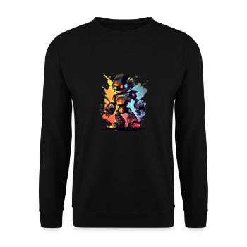 Retro-Roboter Niedliche Roboter-Ingenieur-Technologie - Unisex Pullover - Schwarz - Vorne - Alina (178cm) & Michal (187cm)