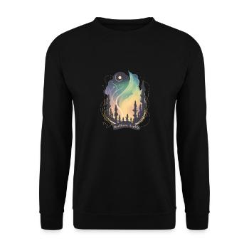 Aurora Borealis Nordlichter Wunderschön und - Unisex Pullover - Schwarz - Vorne - Alina (178cm) & Michal (187cm)