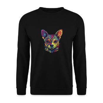 Chihuahua | Abstrakte Malerei | Farbe | Niedlicher - Unisex Pullover - Schwarz - Vorne - Alina (178cm) & Michal (187cm)
