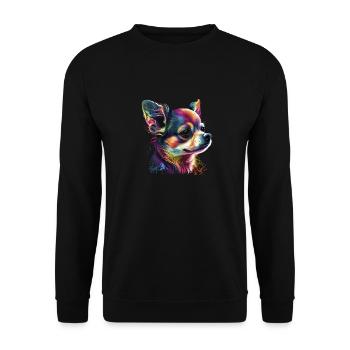 Chihuahua | Abstrakte Malerei | Farbe | Niedlicher - Unisex Pullover - Schwarz - Vorne - Alina (178cm) & Michal (187cm)