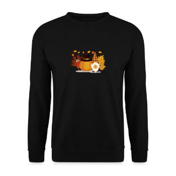 Happy Thanksgiving Turkey Gnome Pumpkin Autumn - Unisex Sweatshirt - black - Front - Alina (178cm) & Michal (187cm)