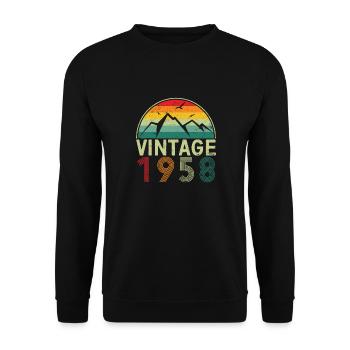 Vintage 1958 65th Birthday 65 Years of StrengthUni - Unisex Sweatshirt - black - Front - Alina (178cm) & Michal (187cm)