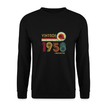 Vintage 1958 65th Birthday 65 Years of Strength - Unisex Sweatshirt - black - Front - Alina (178cm) & Michal (187cm)