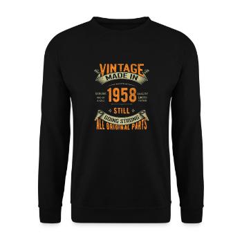 Vintage 1958 65th Birthday 65 Years of StrengthUni - Unisex Sweatshirt - black - Front - Alina (178cm) & Michal (187cm)