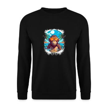 Ambiance tropicale: conception de plage et de singe pour l’été - Sweat-shirt Unisexe - noir - Devant - Alina (178cm) & Michal (187cm)
