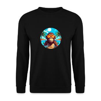 Affen am Strand: Einzigartiges Sommervergnügen - Unisex Pullover - Schwarz - Vorne - Alina (178cm) & Michal (187cm)