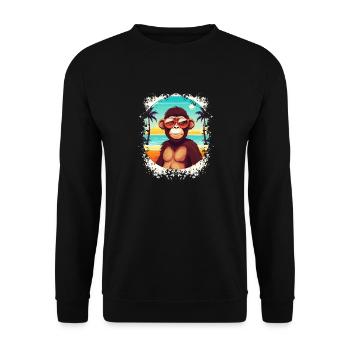 Beach Breeze und Monkey Ease: Cooler Sommerspaß - Unisex Pullover - Schwarz - Vorne - Alina (178cm) & Michal (187cm)