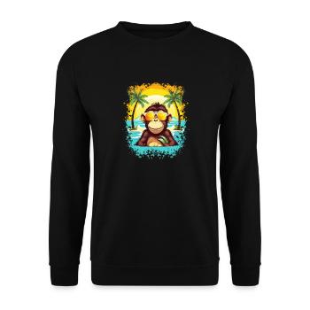 Beach Monkey Paradise: Lustiger und stilvoller Sommer - Unisex Pullover - Schwarz - Vorne - Alina (178cm) & Michal (187cm)