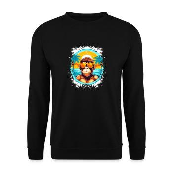Monkey Beach Escape: Heben Sie sich diesen Sommer von der Masse ab - Unisex Pullover - Schwarz - Vorne - Alina (178cm) & Michal (187cm)