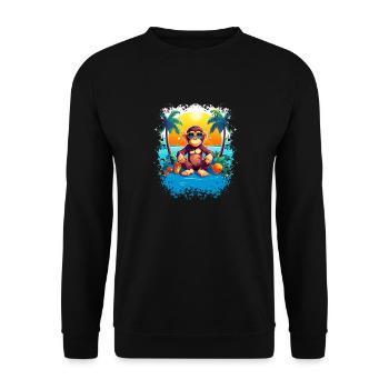 Tropical Monkey Paradise: Lustiger und modischer Beac - Unisex Pullover - Schwarz - Vorne - Alina (178cm) & Michal (187cm)