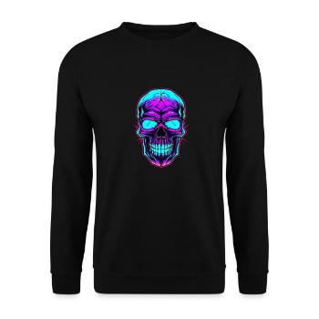 Gothic Skull Fashion: Entfessle deine dunkle Seite mit - Unisex Pullover - Schwarz - Vorne - Alina (178cm) & Michal (187cm)